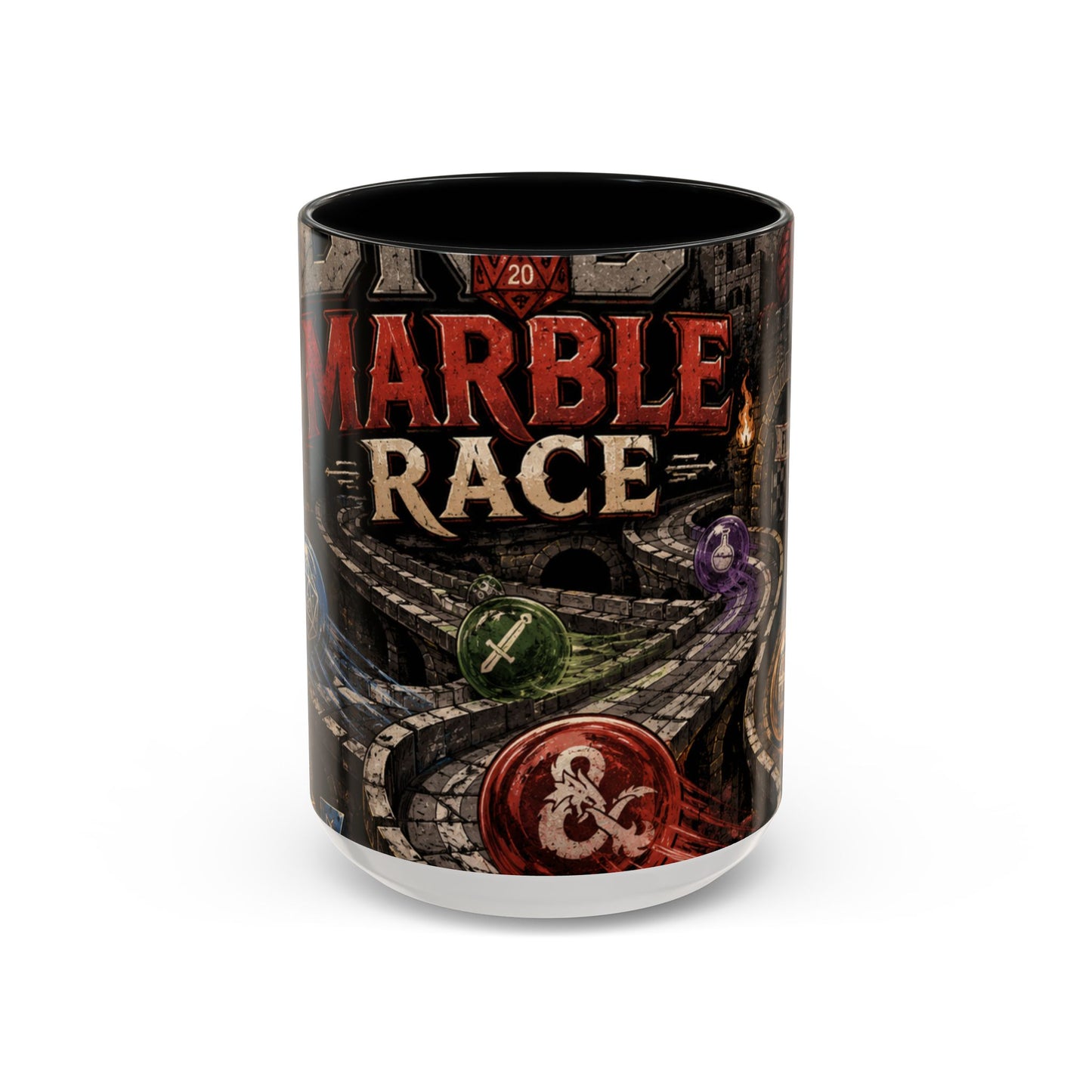 Marble Race Accent Coffee Mug — Vintage Board Game Racing Design (11/15oz)