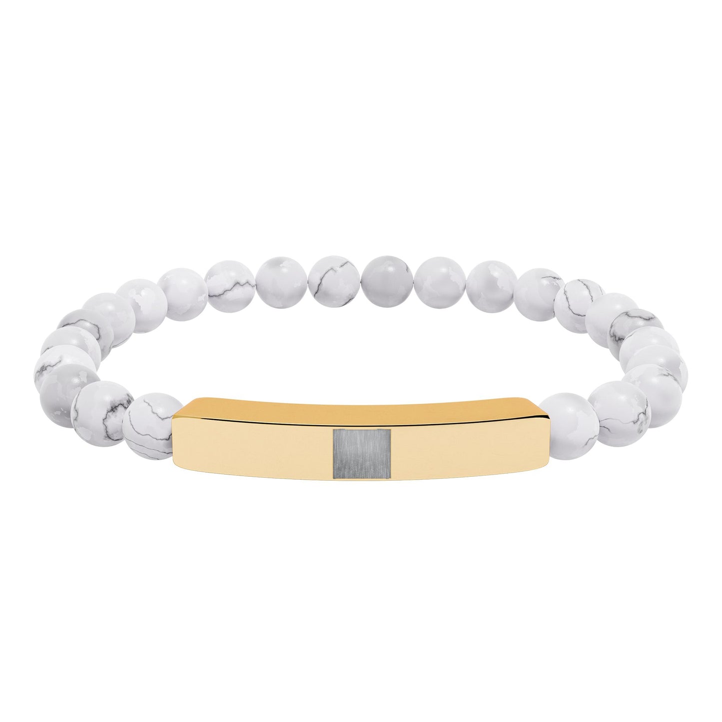 Engravable Natural Stone Stretch Bracelet — Beaded Bar Bracelet (Custom Engraving)