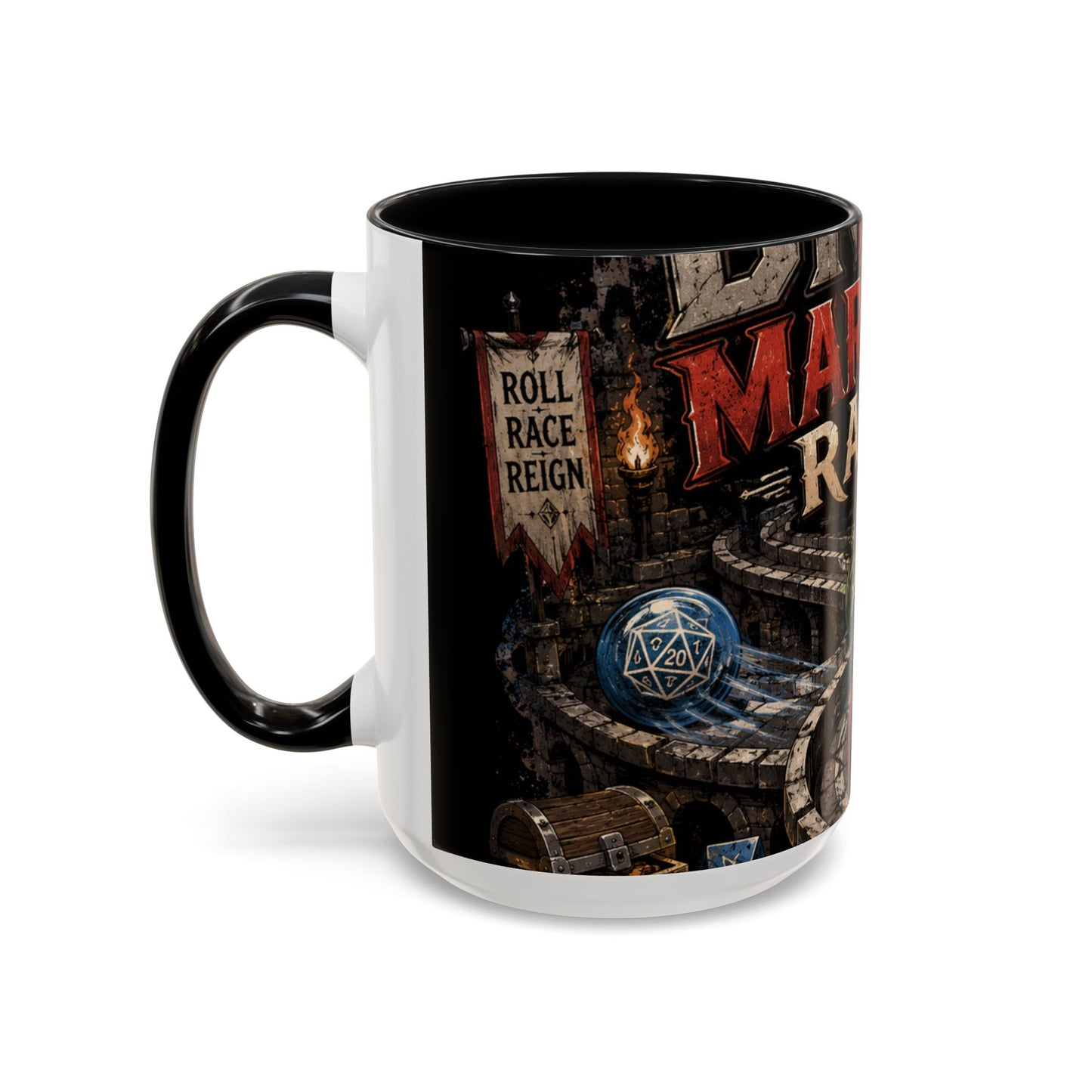 Marble Race Accent Coffee Mug — Vintage Board Game Racing Design (11/15oz)