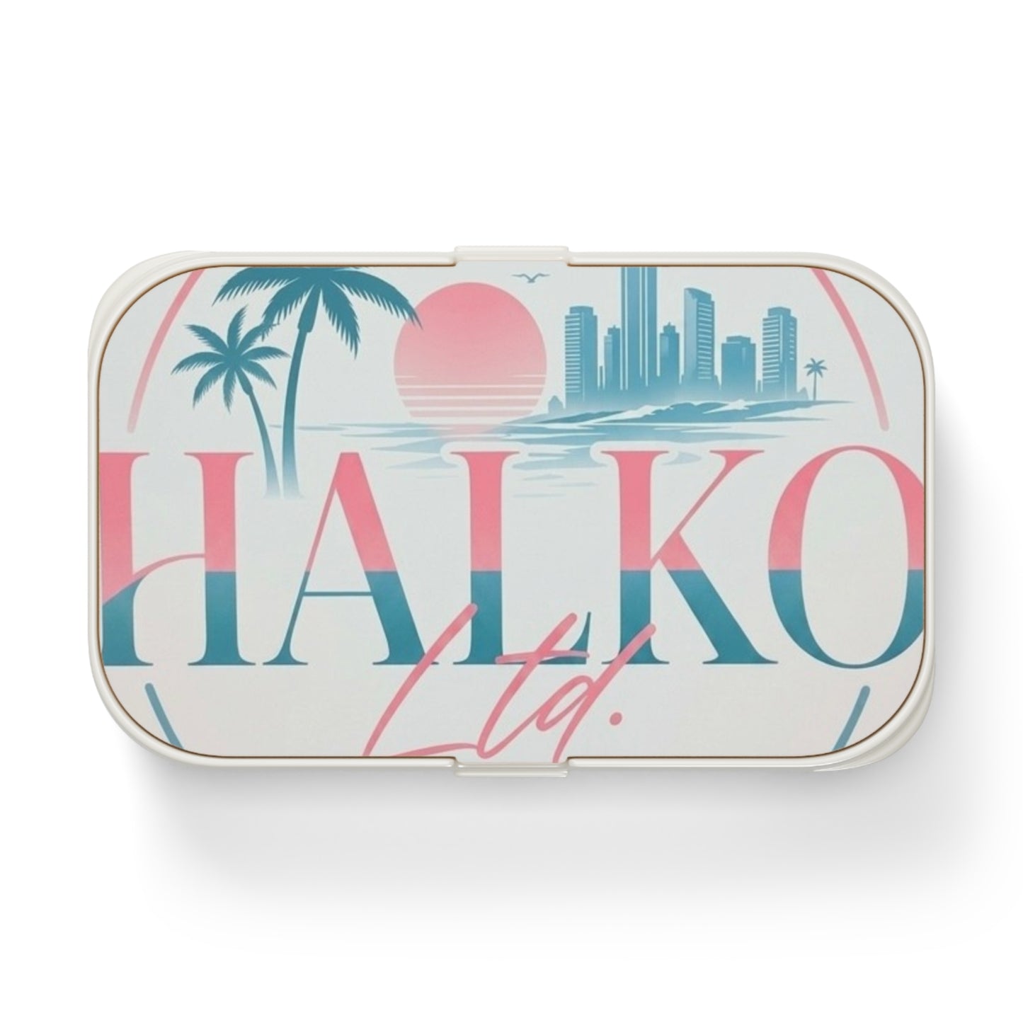 Bento Lunch Box — Retro Coastal Skyline Design
