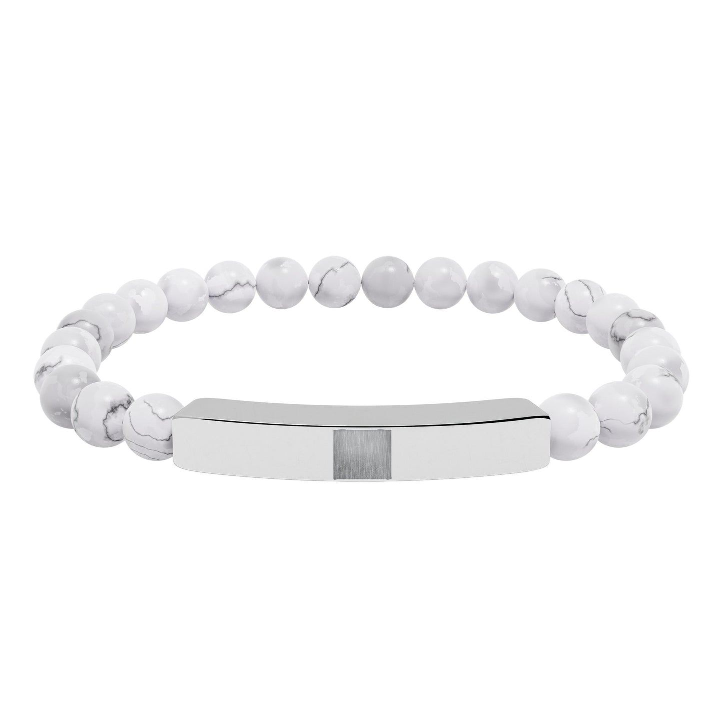 Engravable Natural Stone Stretch Bracelet — Beaded Bar Bracelet (Custom Engraving)