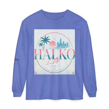 Retro Beach Graphic Long Sleeve T-Shirt — Halko LTD Coastal Sunset Design
