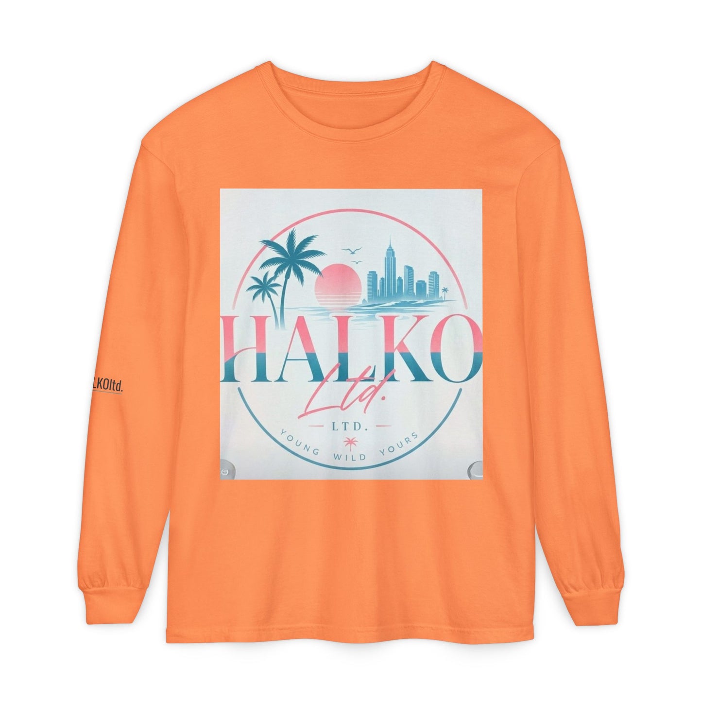 Retro Beach Graphic Long Sleeve T-Shirt — Halko LTD Coastal Sunset Design