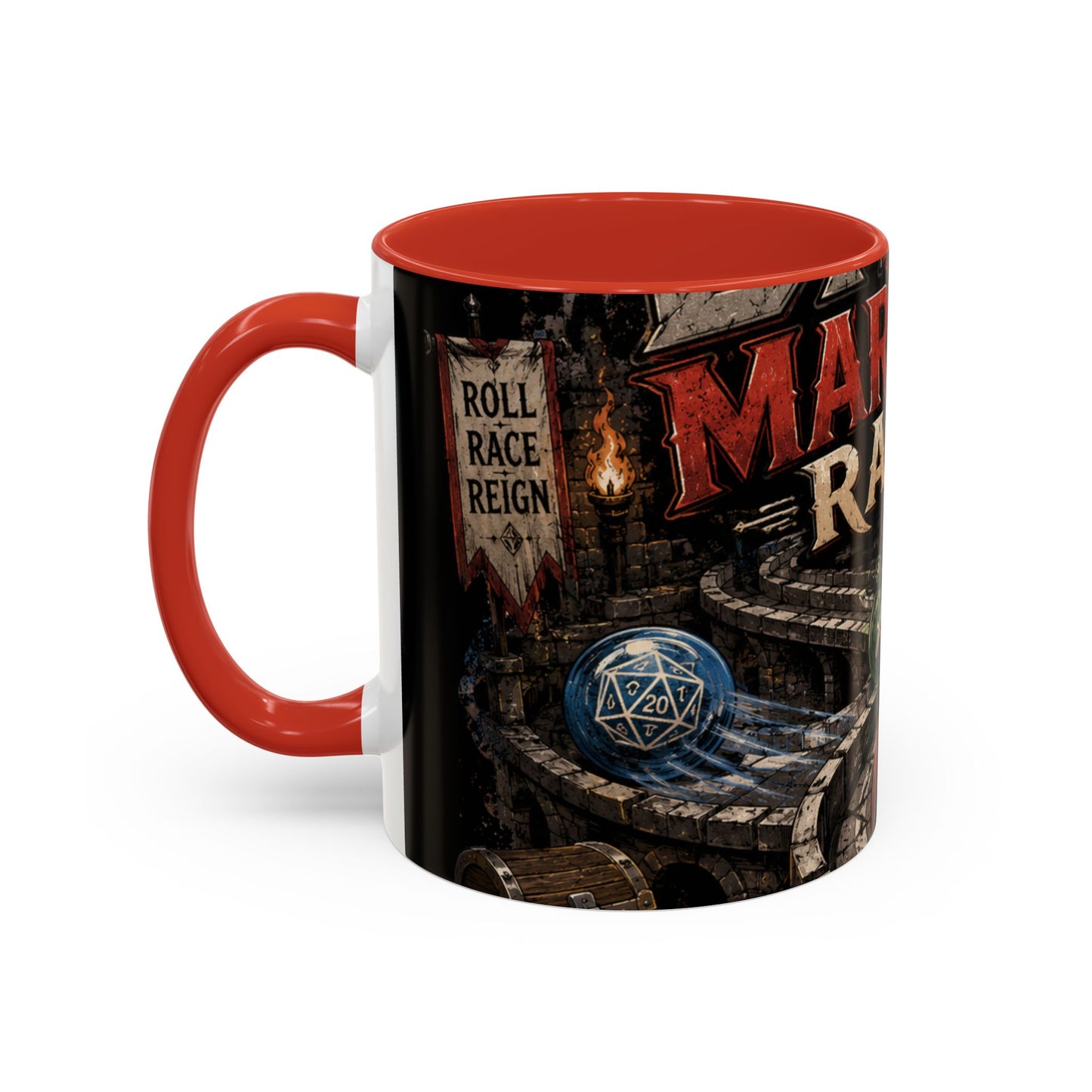 Marble Race Accent Coffee Mug — Vintage Board Game Racing Design (11/15oz)