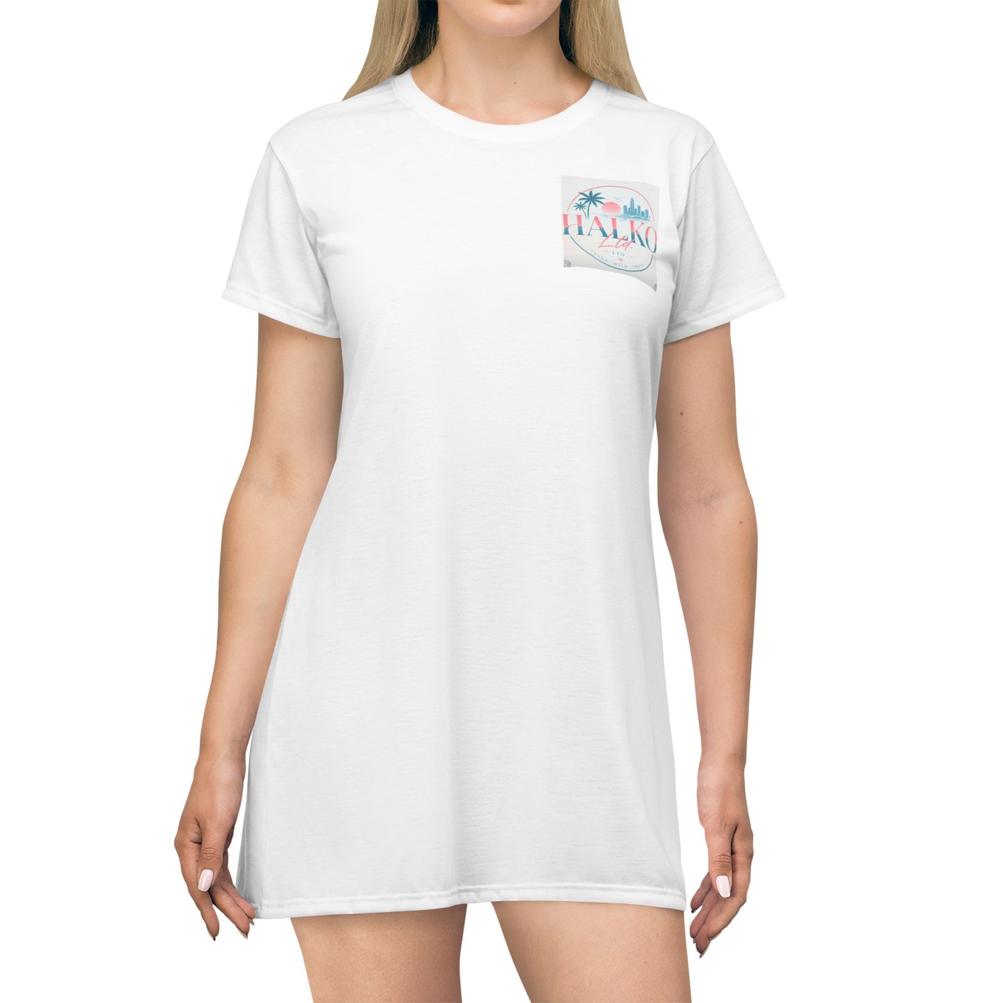 T‑Shirt Dress — "TANKO" Beach Palm Pocket Graphic Summer Dress