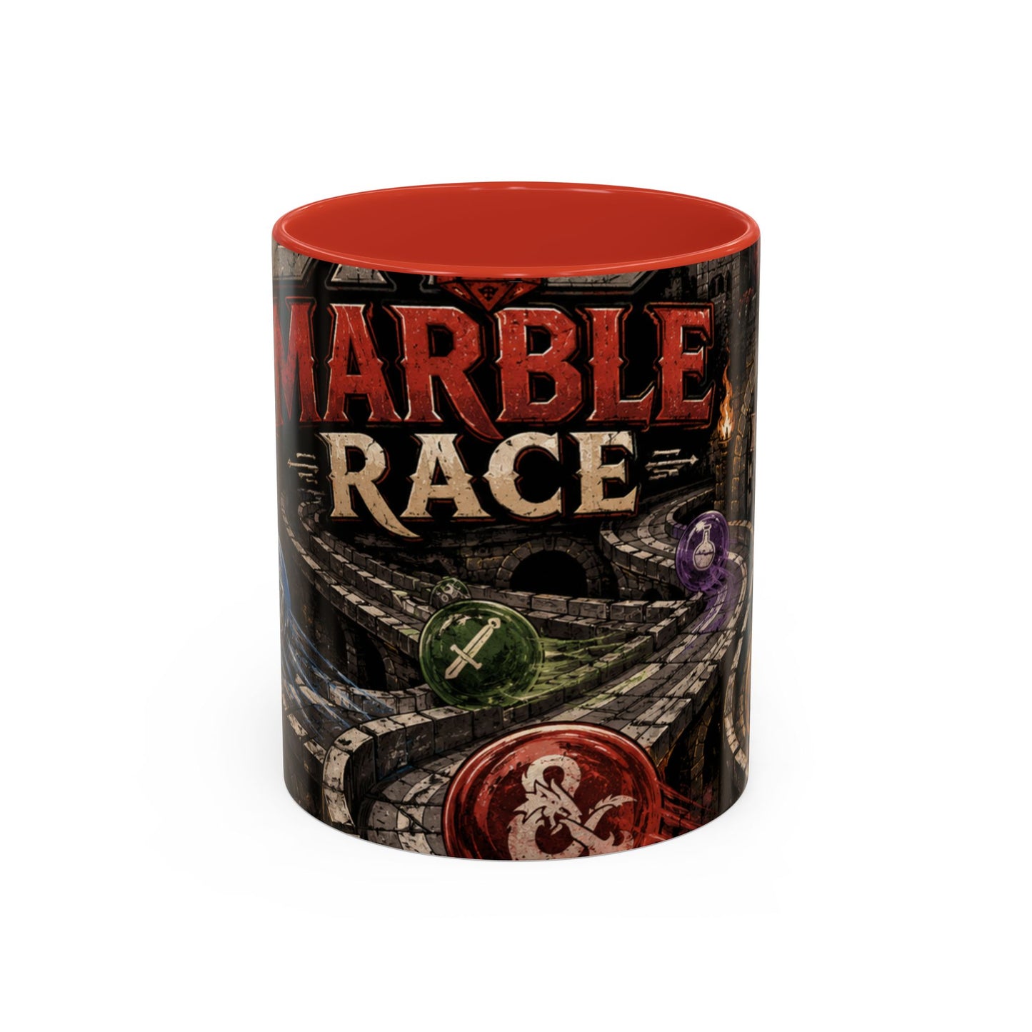 Marble Race Accent Coffee Mug — Vintage Board Game Racing Design (11/15oz)