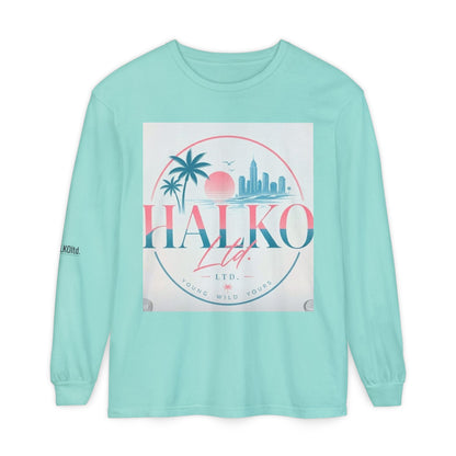 Retro Beach Graphic Long Sleeve T-Shirt — Halko LTD Coastal Sunset Design