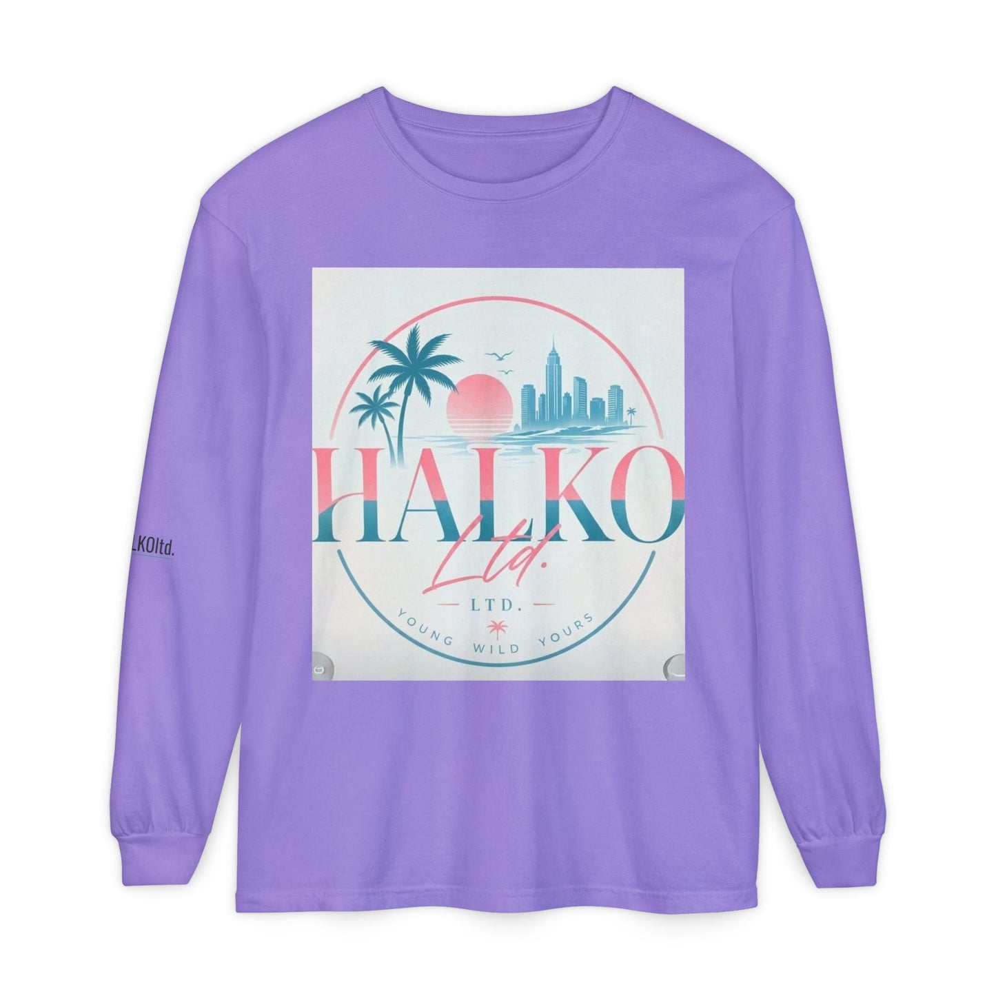 Retro Beach Graphic Long Sleeve T-Shirt — Halko LTD Coastal Sunset Design