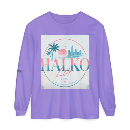 Retro Beach Graphic Long Sleeve T-Shirt — Halko LTD Coastal Sunset Design