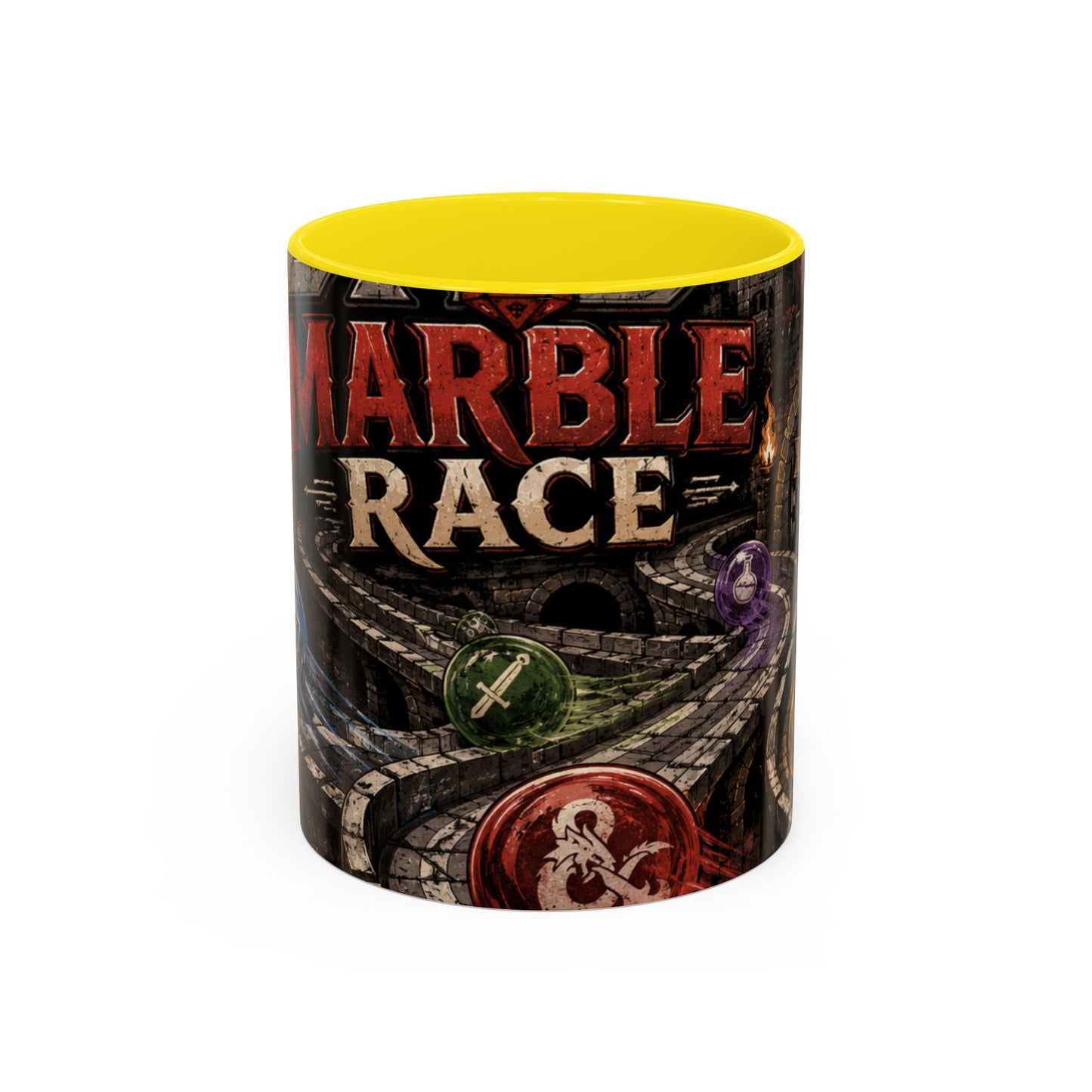 Marble Race Accent Coffee Mug — Vintage Board Game Racing Design (11/15oz)