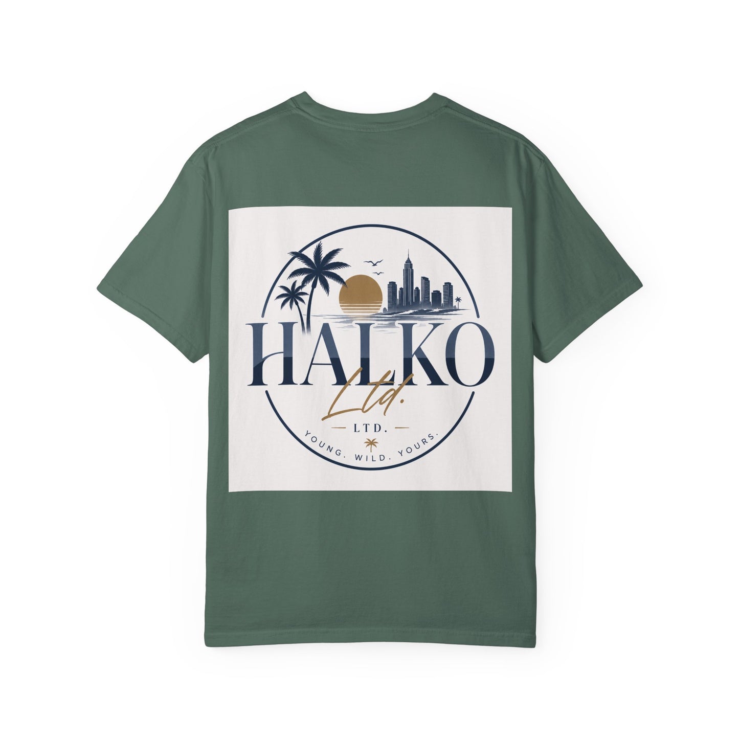 Halko Beach Logo T-Shirt — Sunset Palm Graphic Tee
