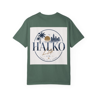 Halko Beach Logo T-Shirt — Sunset Palm Graphic Tee