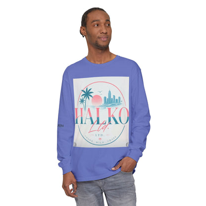 Retro Beach Graphic Long Sleeve T-Shirt — Halko LTD Coastal Sunset Design