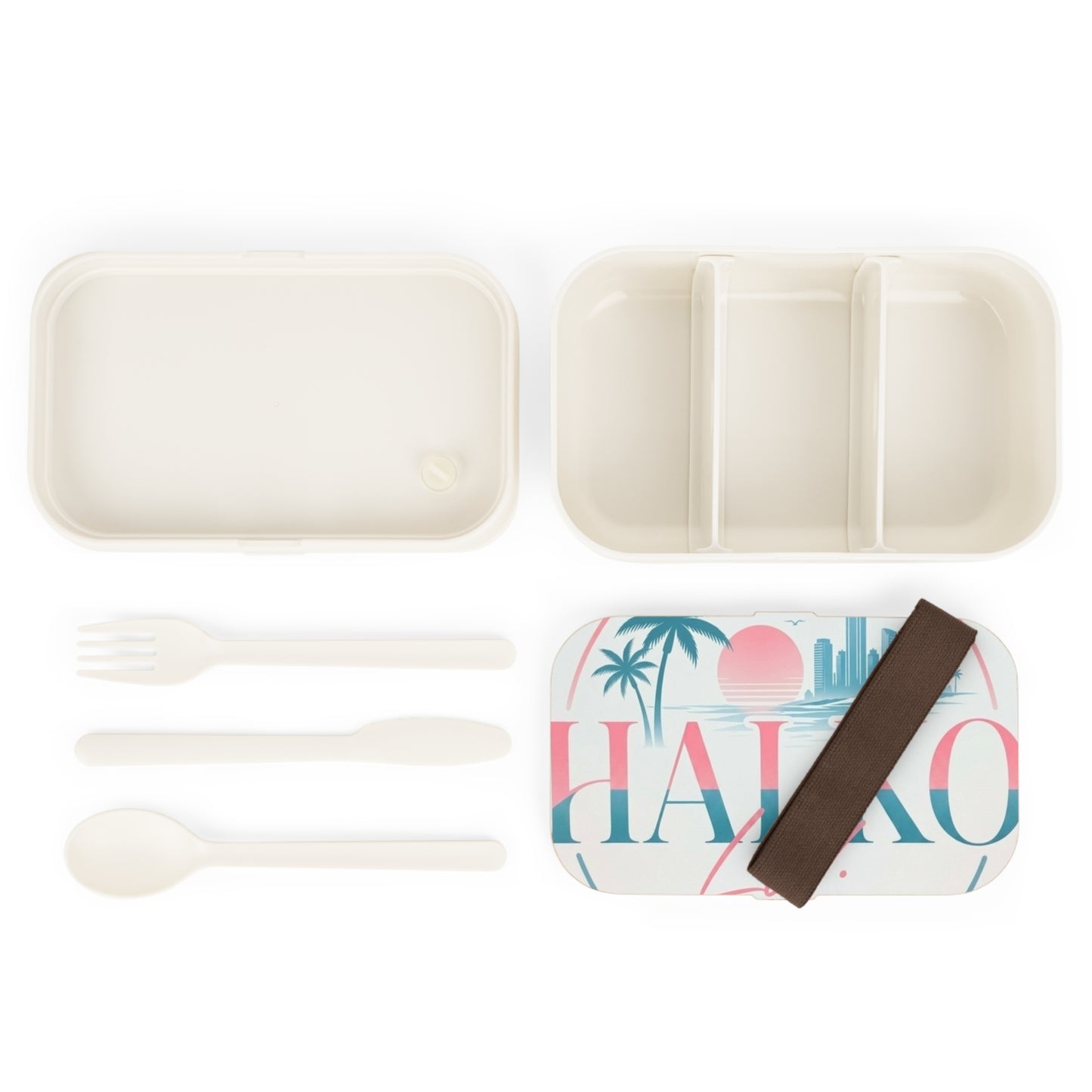 Bento Lunch Box — Retro Coastal Skyline Design