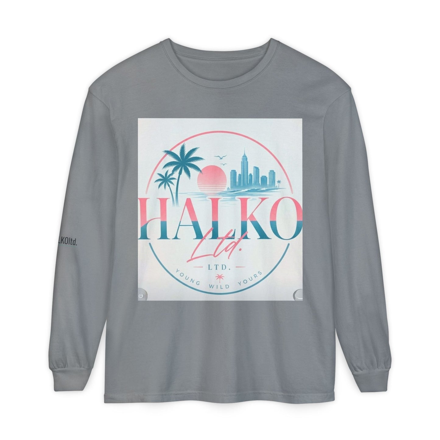 Retro Beach Graphic Long Sleeve T-Shirt — Halko LTD Coastal Sunset Design