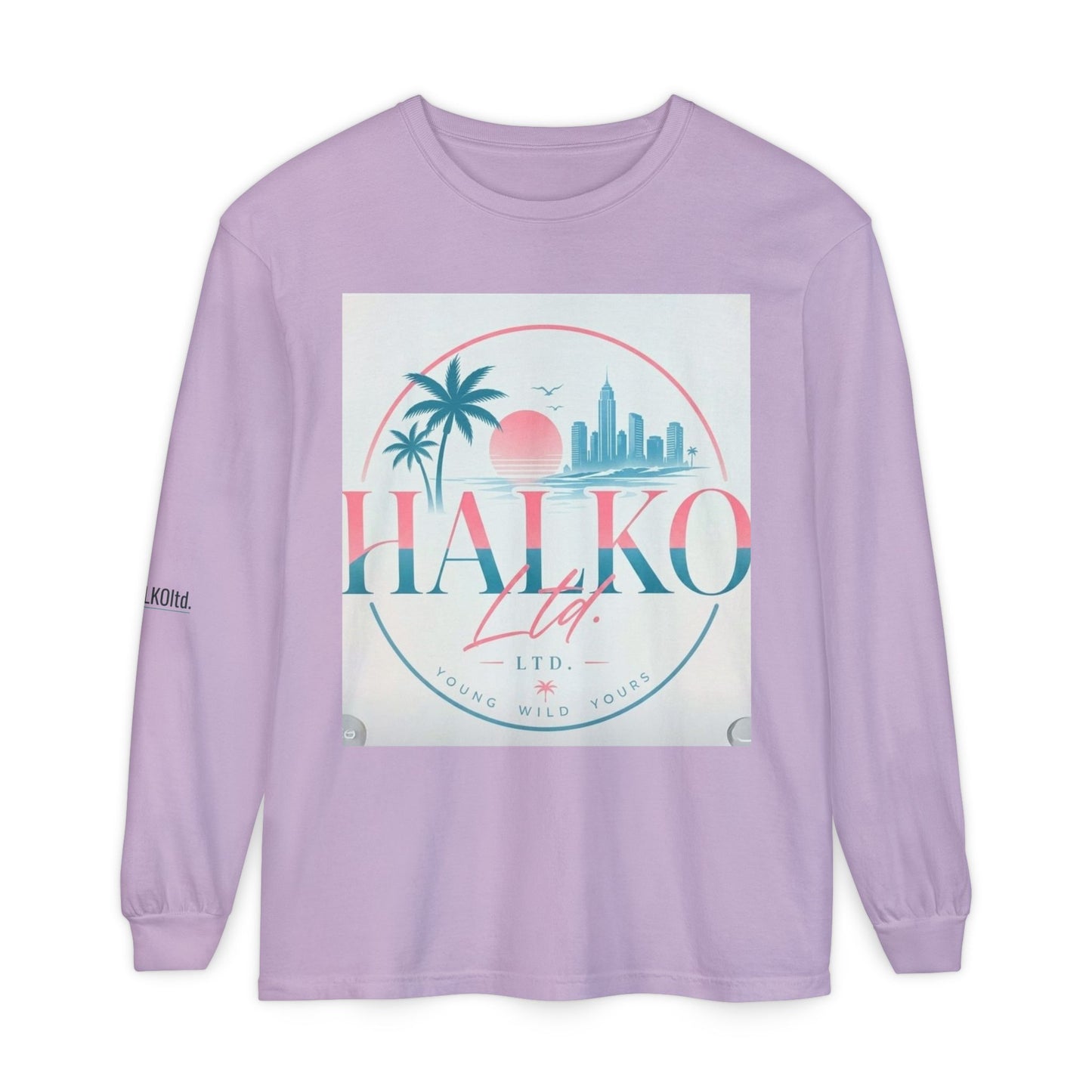 Retro Beach Graphic Long Sleeve T-Shirt — Halko LTD Coastal Sunset Design