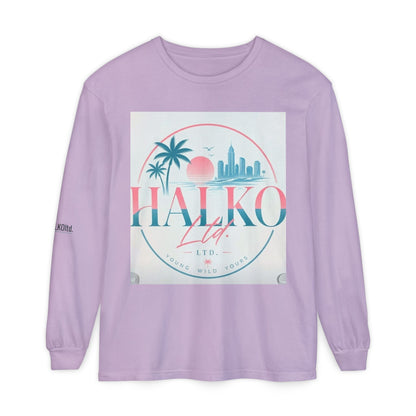 Retro Beach Graphic Long Sleeve T-Shirt — Halko LTD Coastal Sunset Design