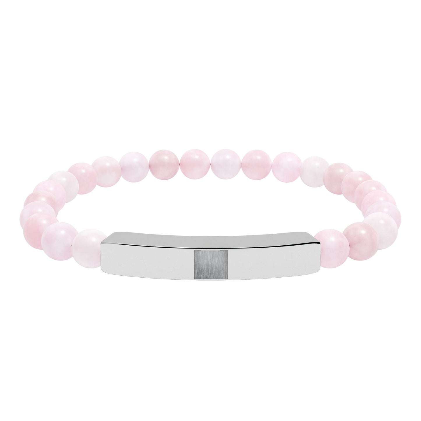Engravable Natural Stone Stretch Bracelet — Beaded Bar Bracelet (Custom Engraving)