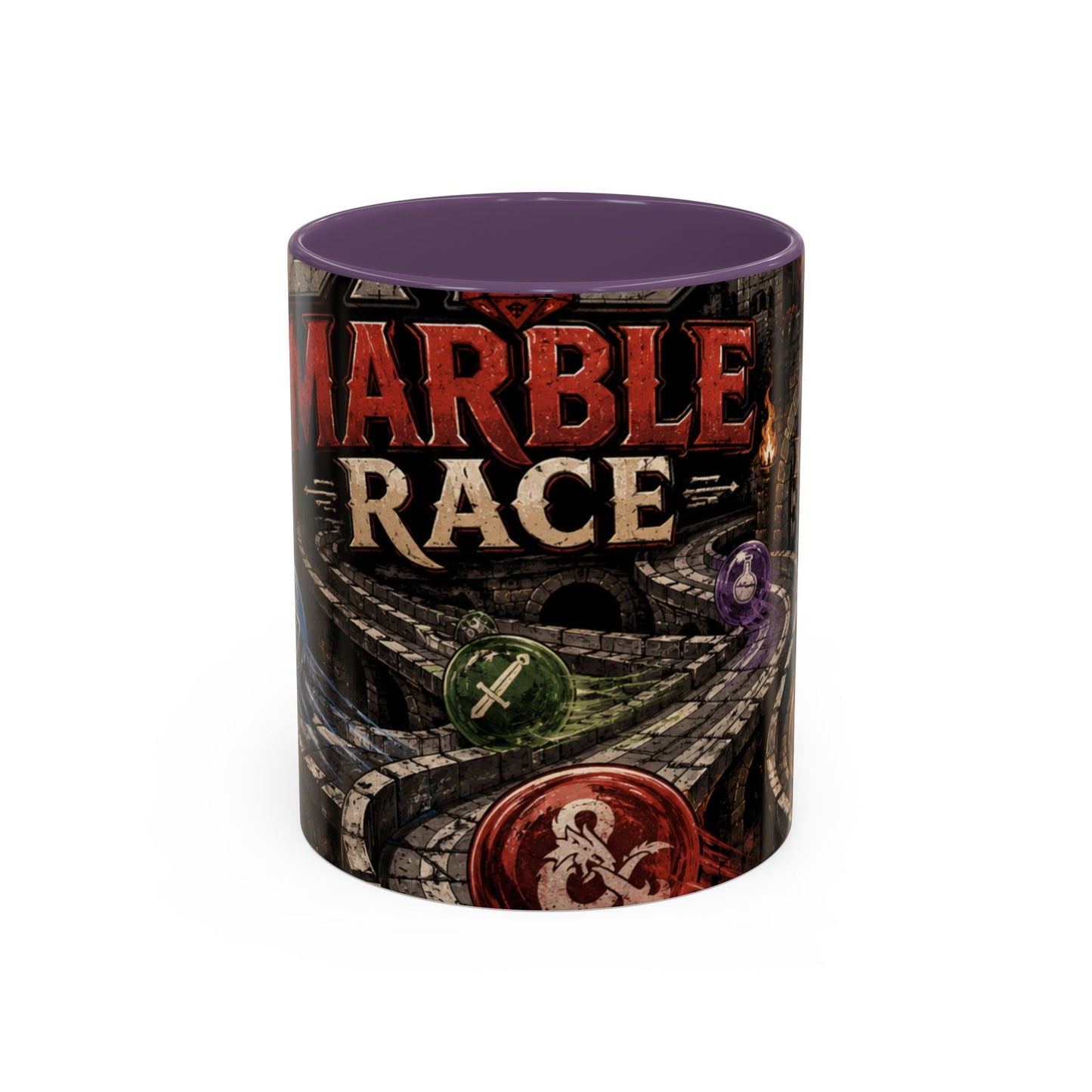 Marble Race Accent Coffee Mug — Vintage Board Game Racing Design (11/15oz)