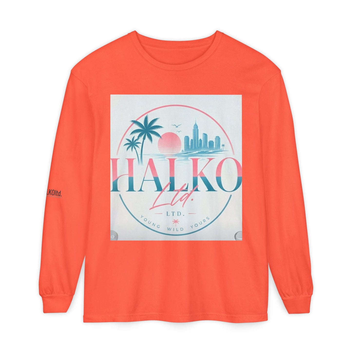 Retro Beach Graphic Long Sleeve T-Shirt — Halko LTD Coastal Sunset Design