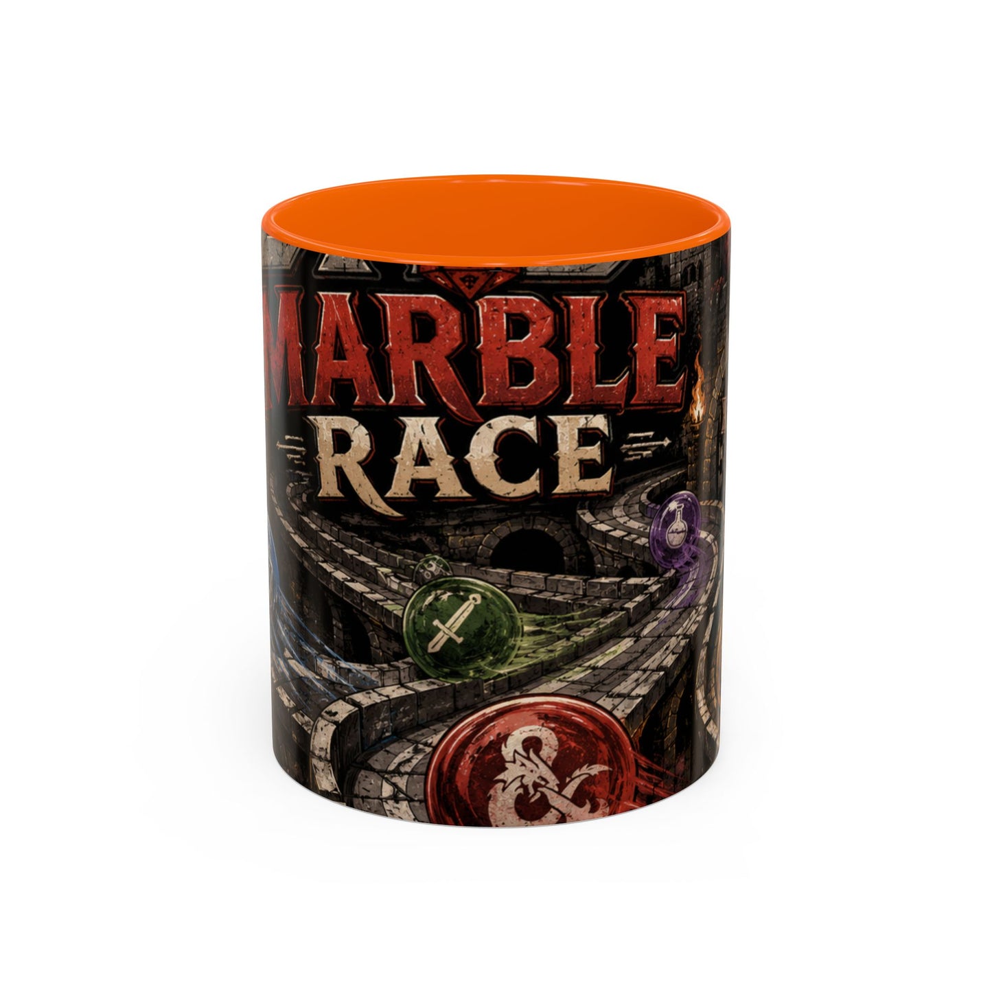 Marble Race Accent Coffee Mug — Vintage Board Game Racing Design (11/15oz)