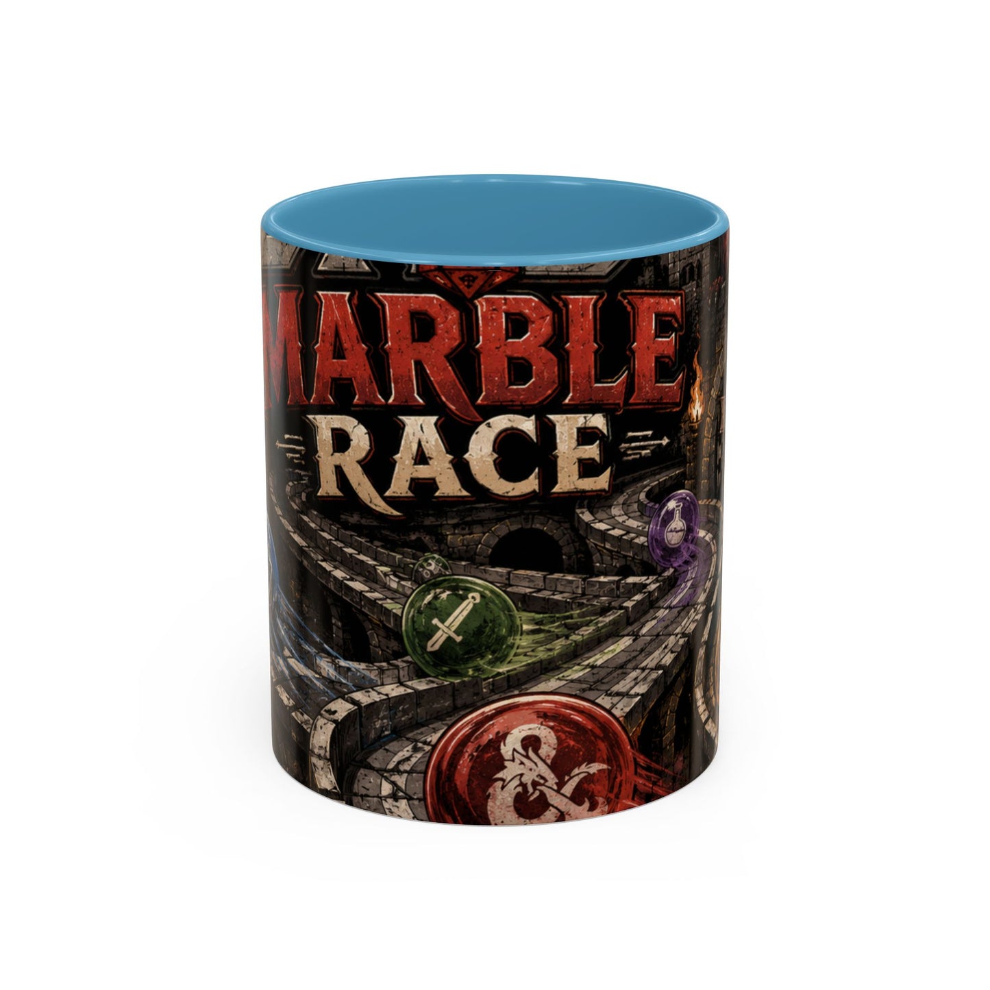 Marble Race Accent Coffee Mug — Vintage Board Game Racing Design (11/15oz)