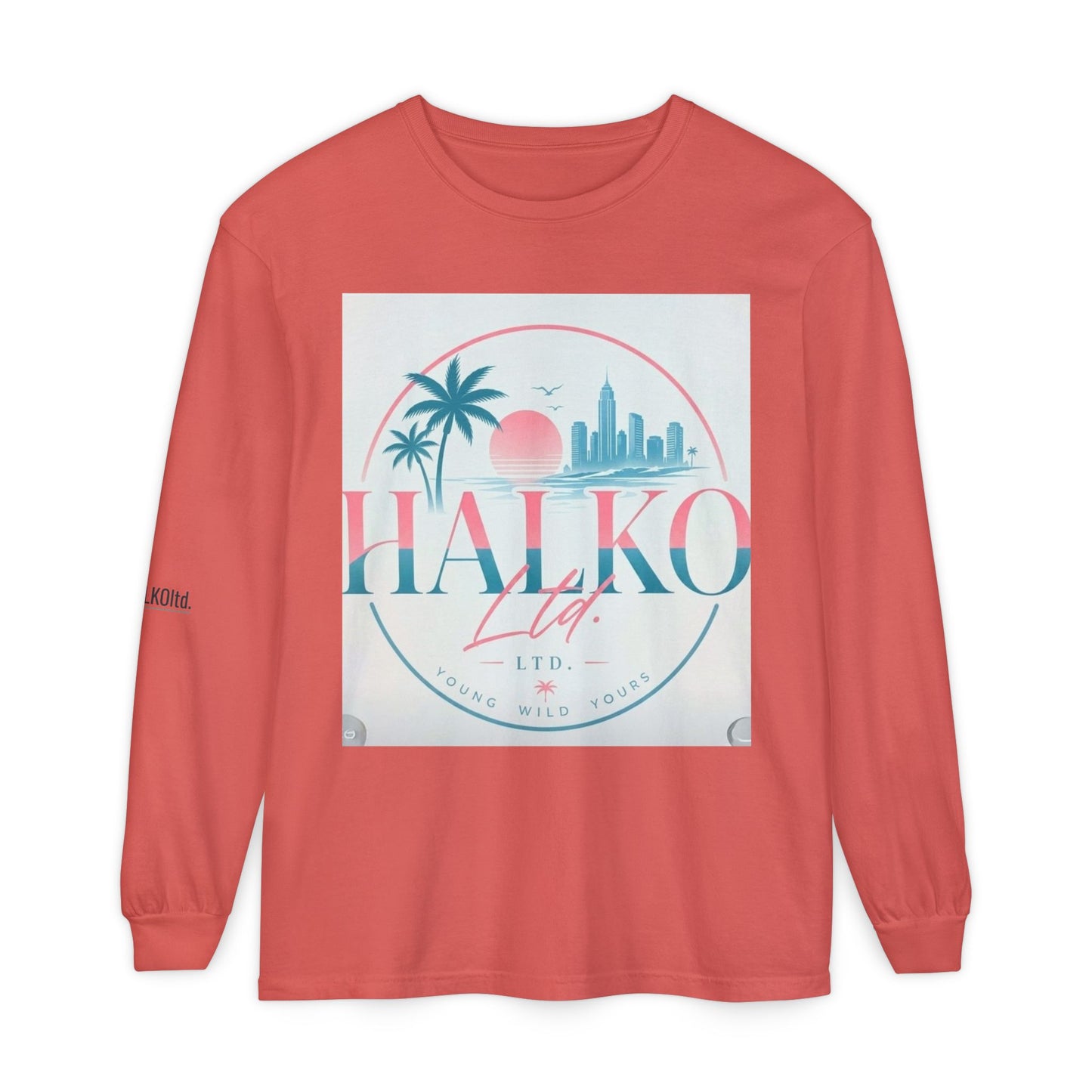 Retro Beach Graphic Long Sleeve T-Shirt — Halko LTD Coastal Sunset Design