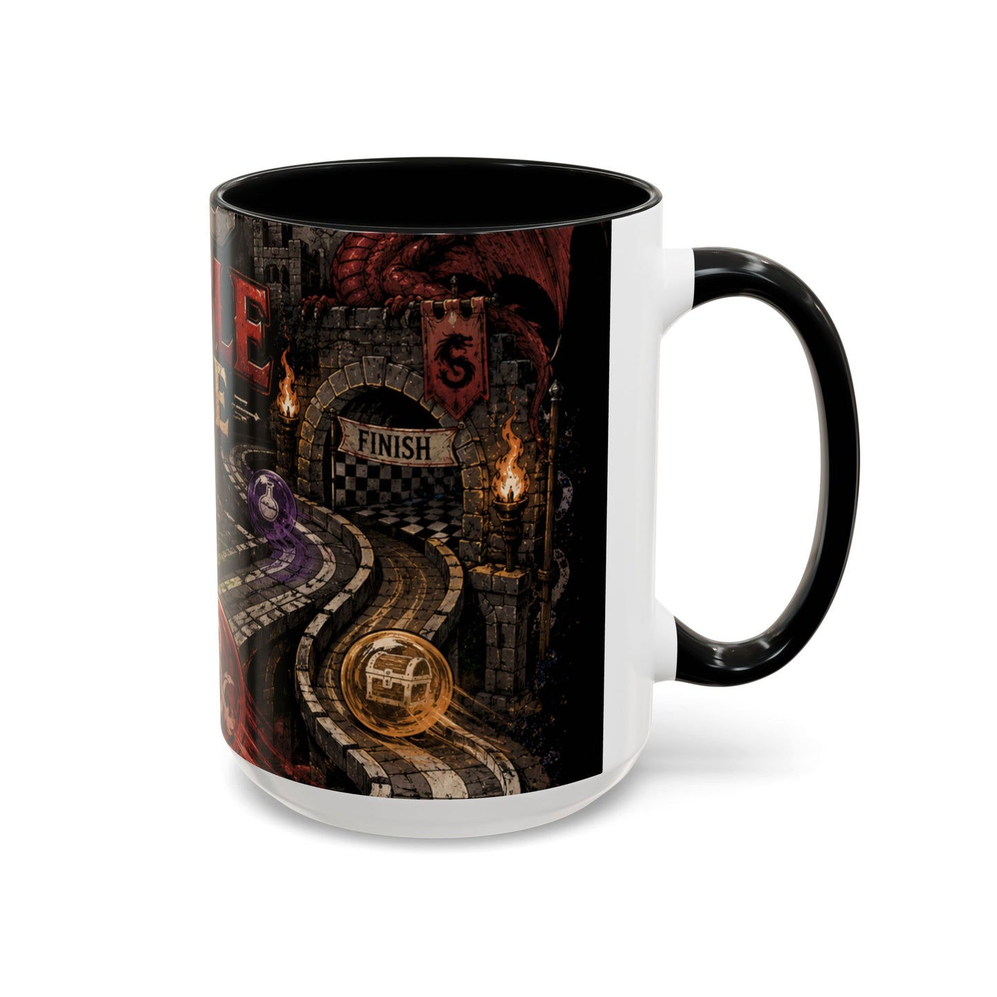 Marble Race Accent Coffee Mug — Vintage Board Game Racing Design (11/15oz)